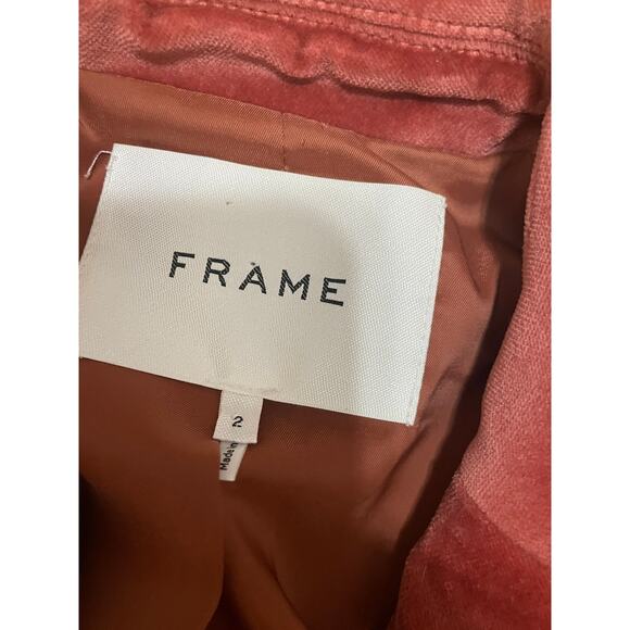Frame Classic One Button Velvet Blazer Bold in Spice Pink Red Orange Women's 2 - Picture 2 of 6